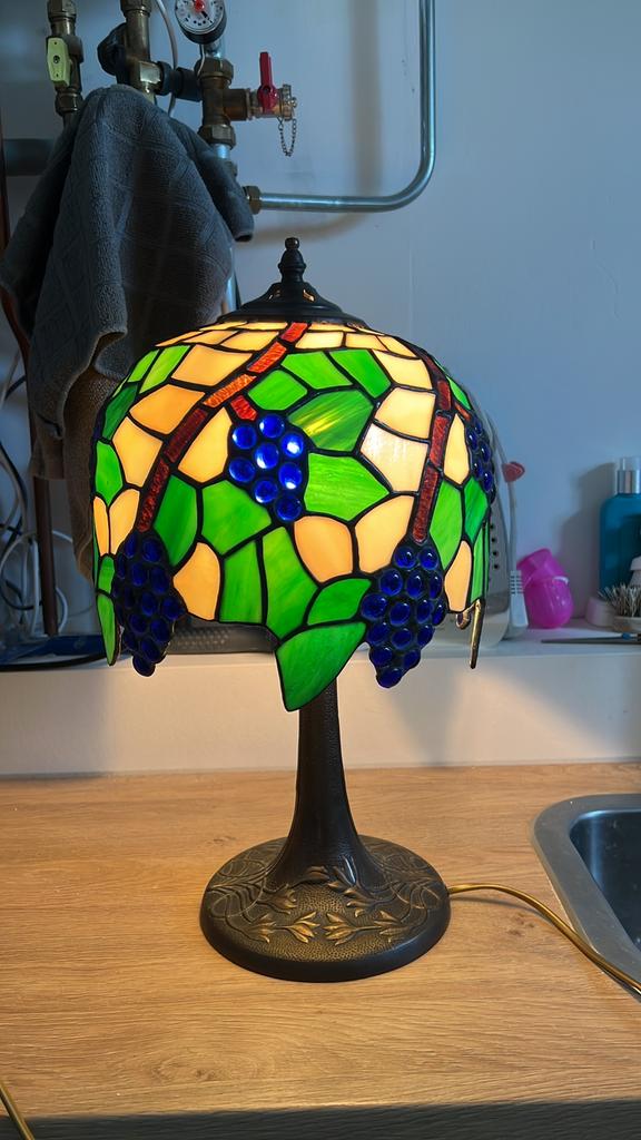 Antieke Tiffany TafelLamp Druif, Ophalen, Zo goed als nieuw, Minder dan 50 cm