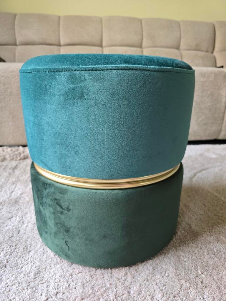 Poef White label forest green/ petrol, Ophalen