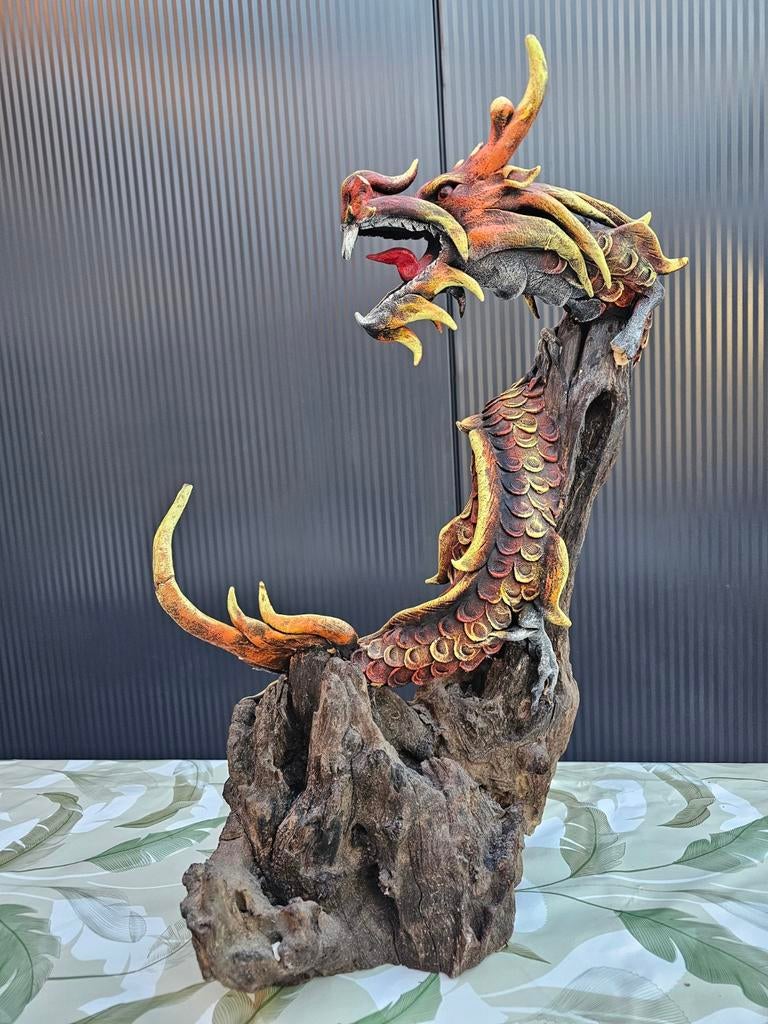 Grote houten draak, 61 cm hoog, Antiek en Kunst, Ophalen of Verzenden