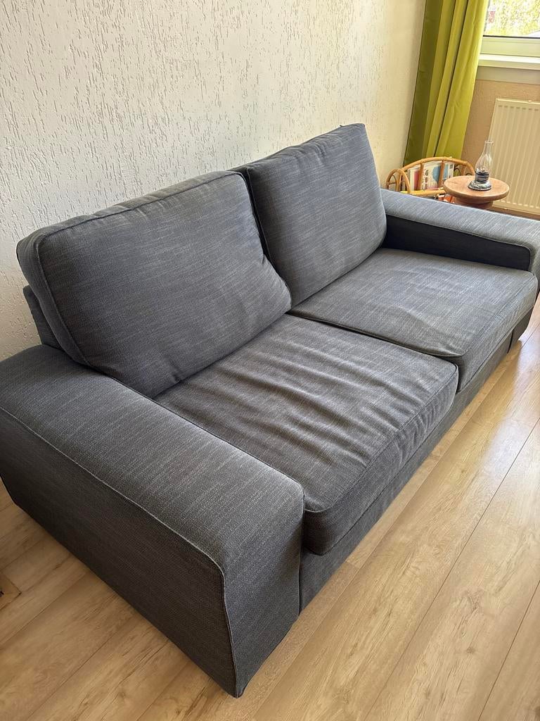 Grijze/blauwe tweezitsbank, Ophalen, Gebruikt, 150 tot 200 cm, Tweepersoons