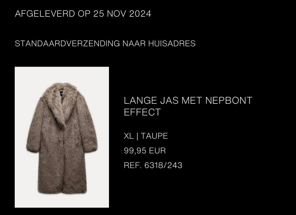 Zara faux fur bontjas maat XL, Ophalen, Zo goed als nieuw, Maat 46/48 (XL) of groter, Grijs