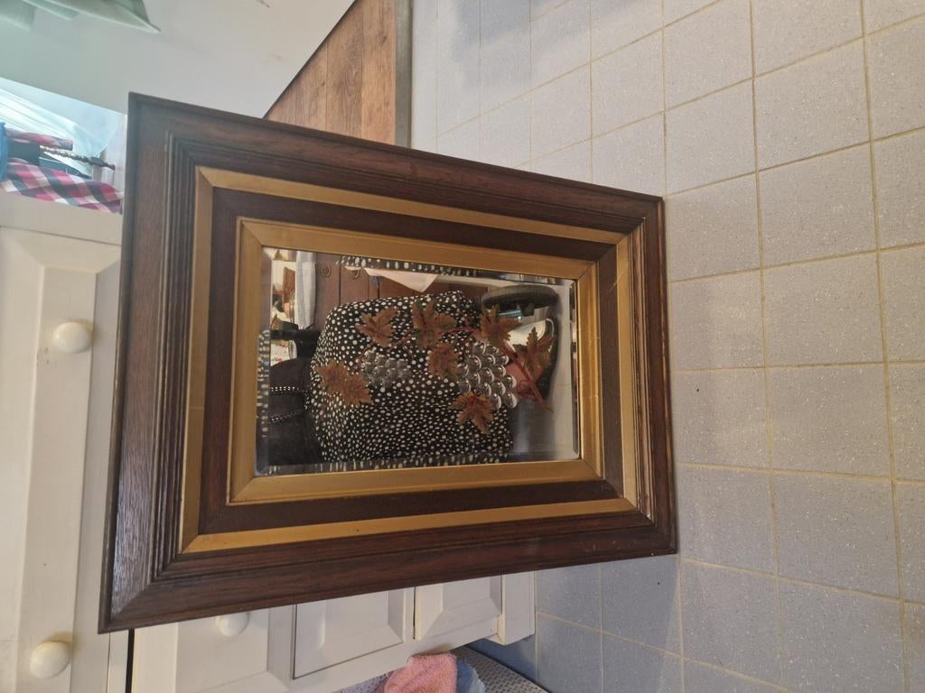 spiegel met geslepen rand, Ophalen of Verzenden, Rechthoekig