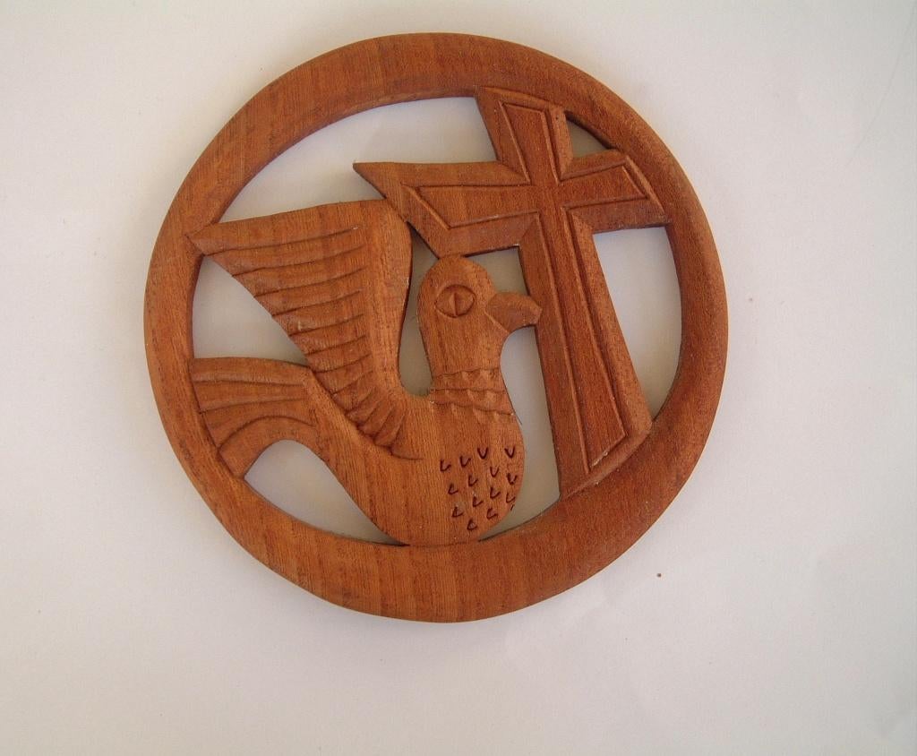 Gaaf houtsnijwerk kruis duif Sjoerd Venema Buitenpost, Ophalen of Verzenden