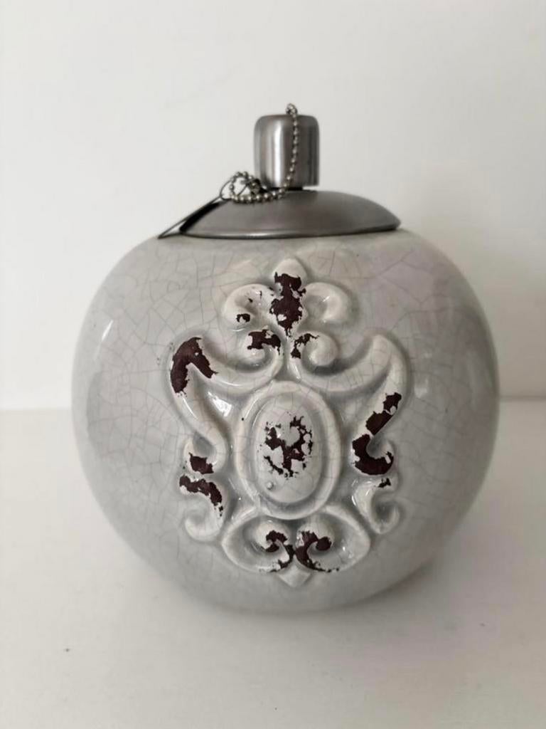 Licht grijze olielamp van Riverdale, Huis en Inrichting, Woonaccessoires | Overige, Zo goed als nieuw, Ophalen of Verzenden