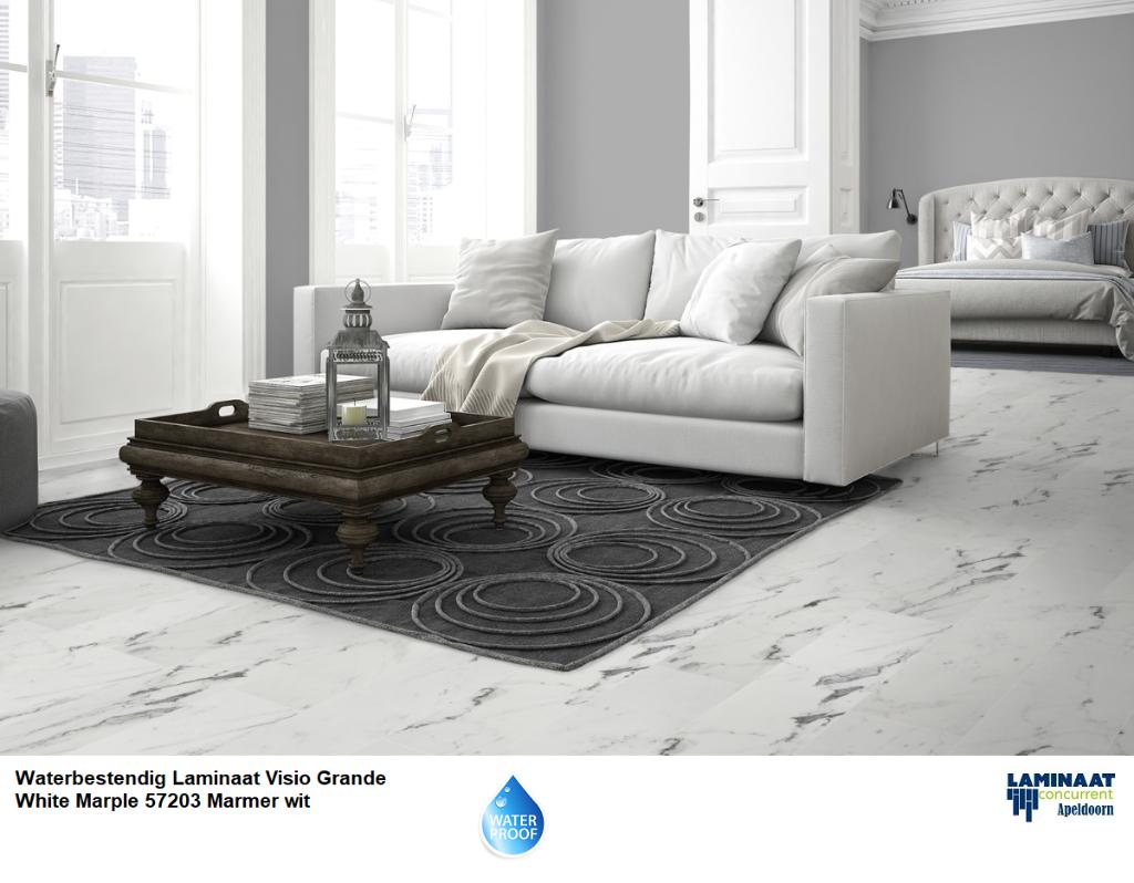 Waterbestendig Visio Tegel Laminaat Marmer wit €14,95p/m2, 75 m² of meer, Nieuw, Ophalen of Verzenden, Beige