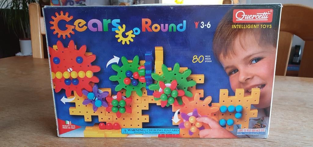Gears Go Round Quercetti spel, Ophalen, 10 tot 50 stukjes, Zo goed als nieuw, 4 tot 6 jaar