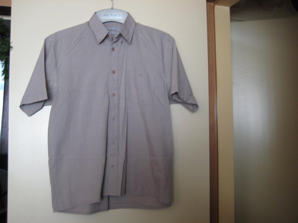 Beige herenhemd, M, G. Trellini Clothing, korte mouw, Ophalen of Verzenden, Zo goed als nieuw, Beige, Halswijdte 39/40 (M)