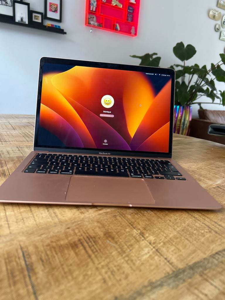 MacBook Air 13" 2020 - Rose Gold, Incl. Oplader, Computers en Software, Apple Macbooks, Gebruikt, 256 GB, Qwerty, 8 GB