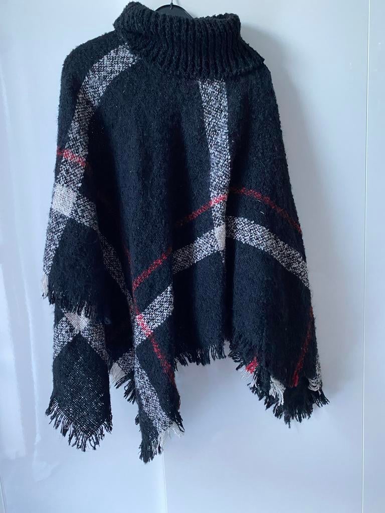 Geruite Poncho met Kol, Ophalen of Verzenden, Zo goed als nieuw