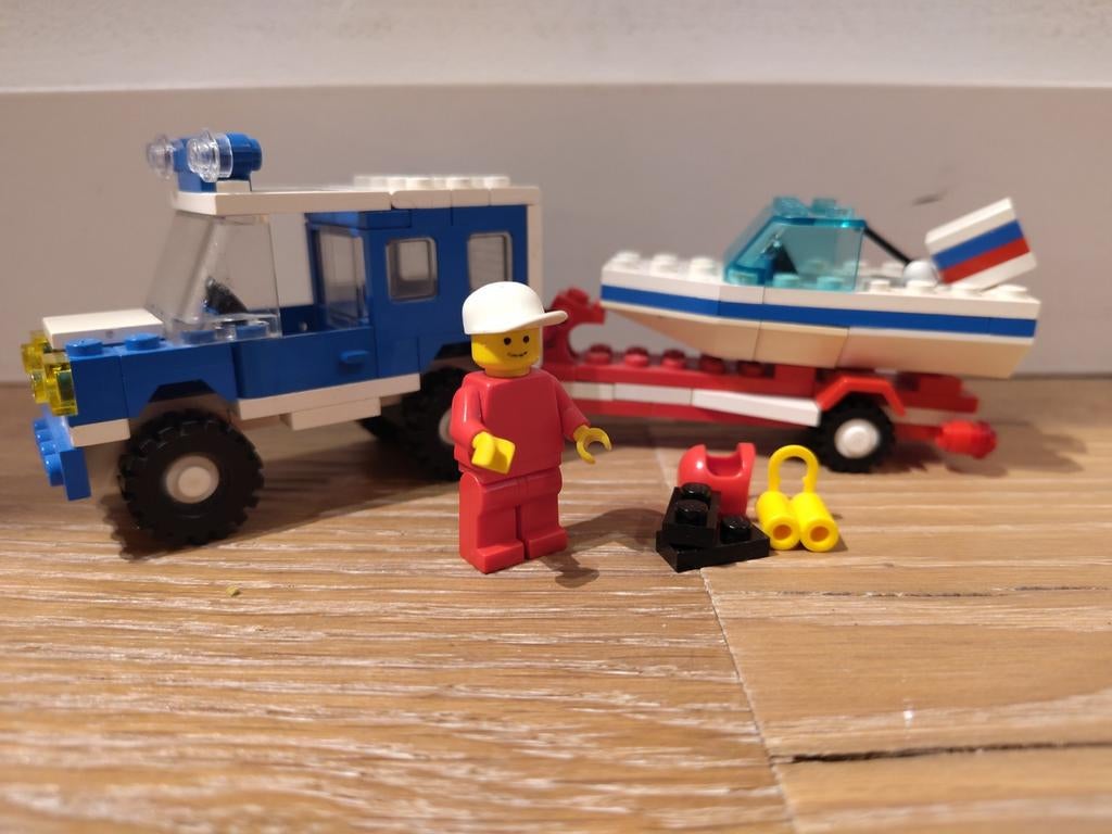 Lego 6698 auto met speedboot - Vintage Set!, Ophalen of Verzenden, Gebruikt, Complete set, Lego
