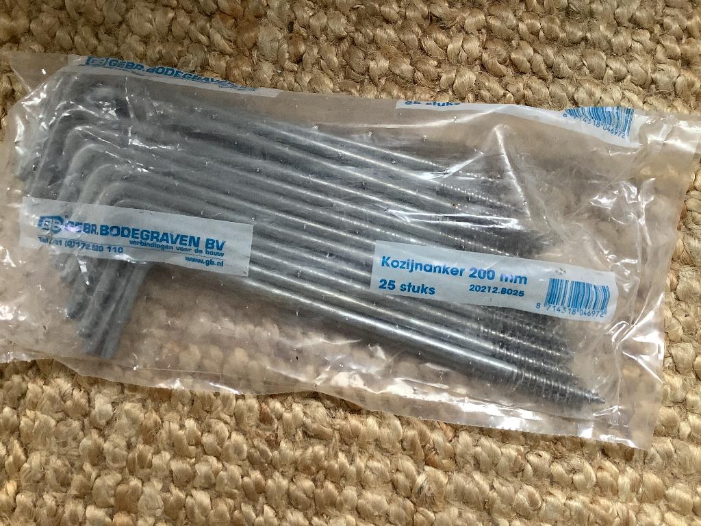 Kozijnankers verzinkt, 200 mm, zak met 25 stuks., Ophalen, Nieuw