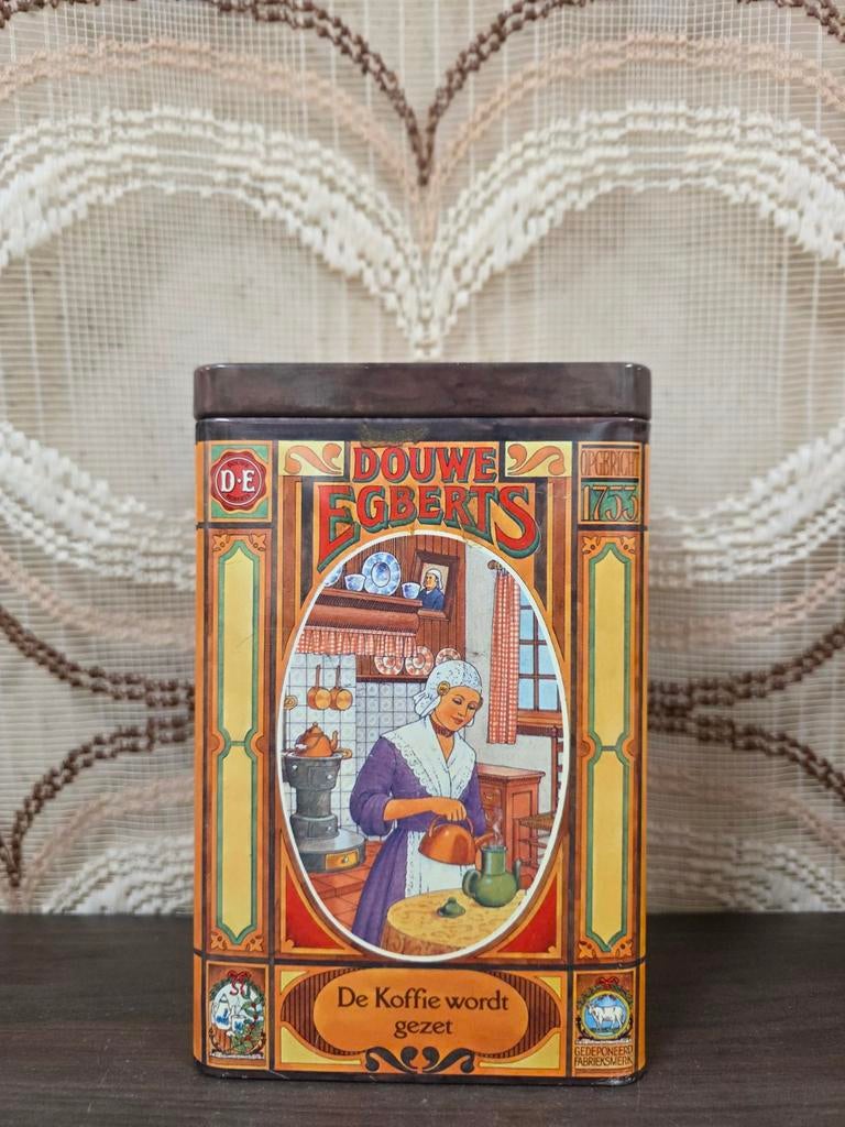 Vintage Douwe Egberts koffieblik nostalgische afbeeldingen, Ophalen of Verzenden, Gebruikt, Koffie, Douwe Egberts