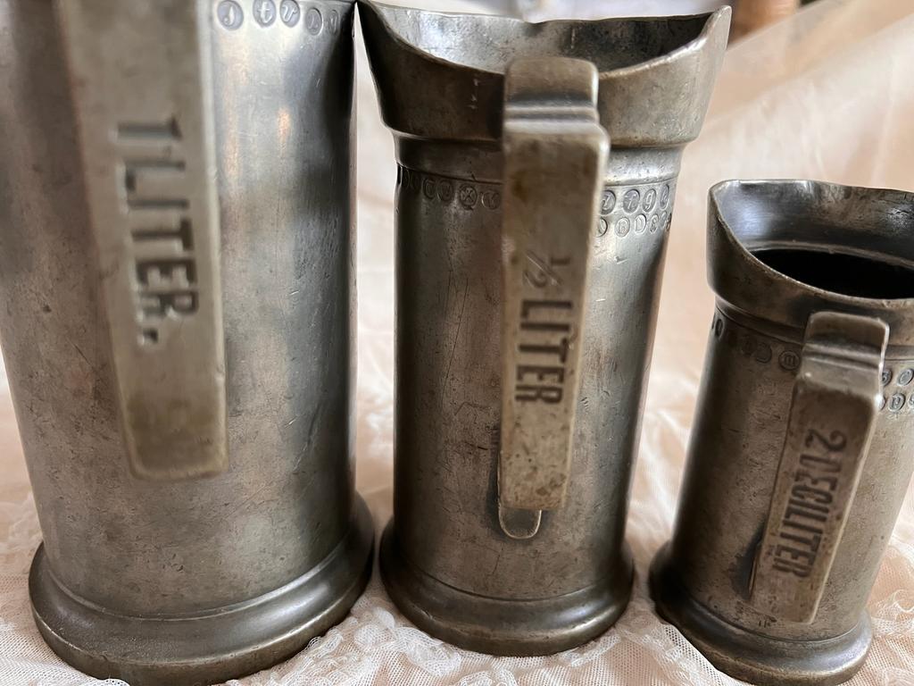 Antieke Tinnen Maatbekers - Tollenaar & Kamphof, Antiek en Kunst, Antiek | Tin, Ophalen of Verzenden