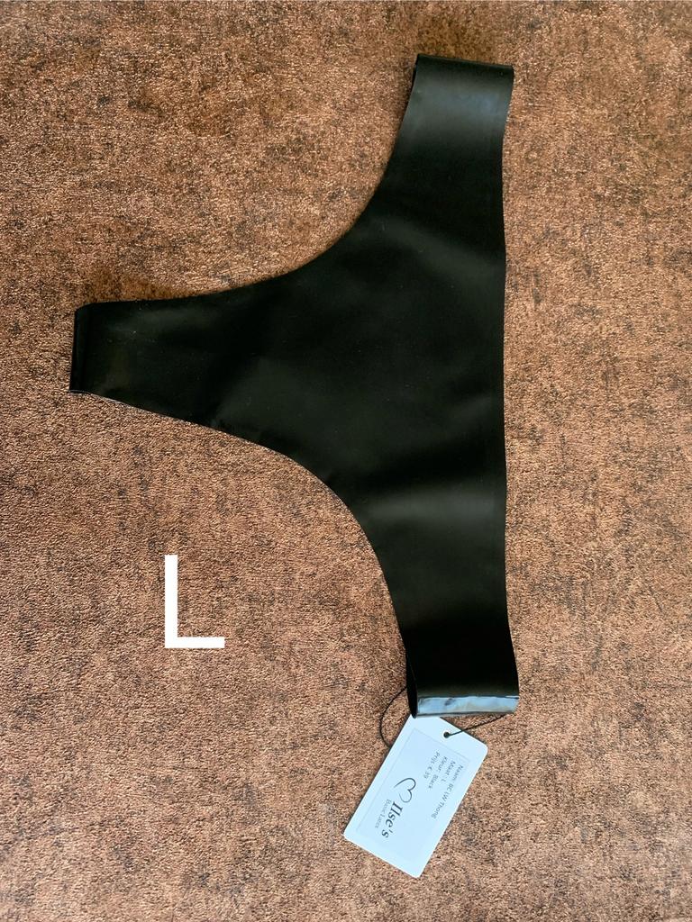 Latex string maat L zwart van ilse”s, Verzenden, Zwart, String