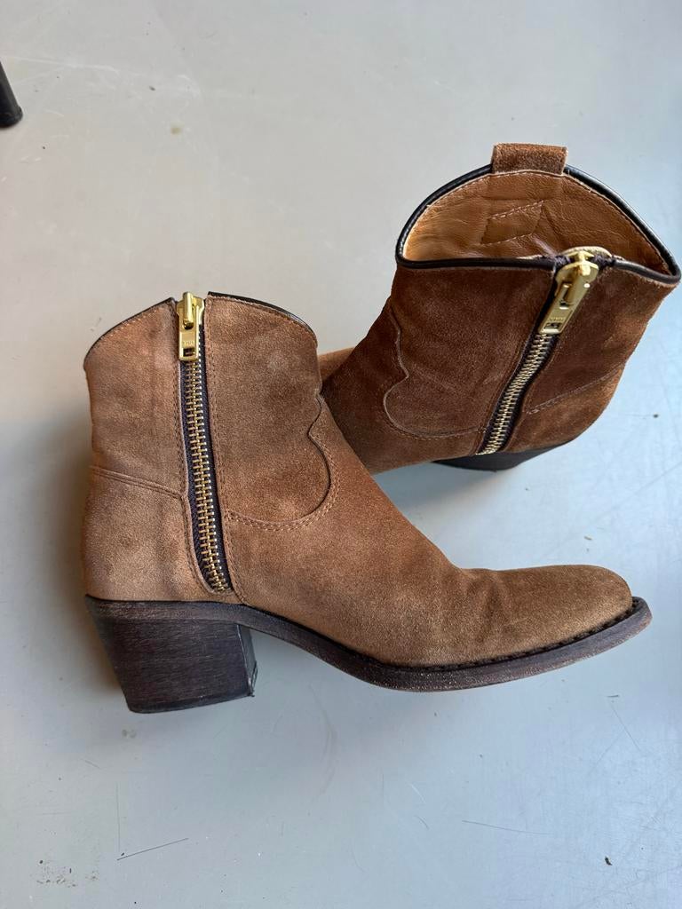 Paul Warmer Suède Laarzen - Maat 38.5, Bruin, Lage of Enkellaarzen, Ophalen of Verzenden, Zo goed als nieuw