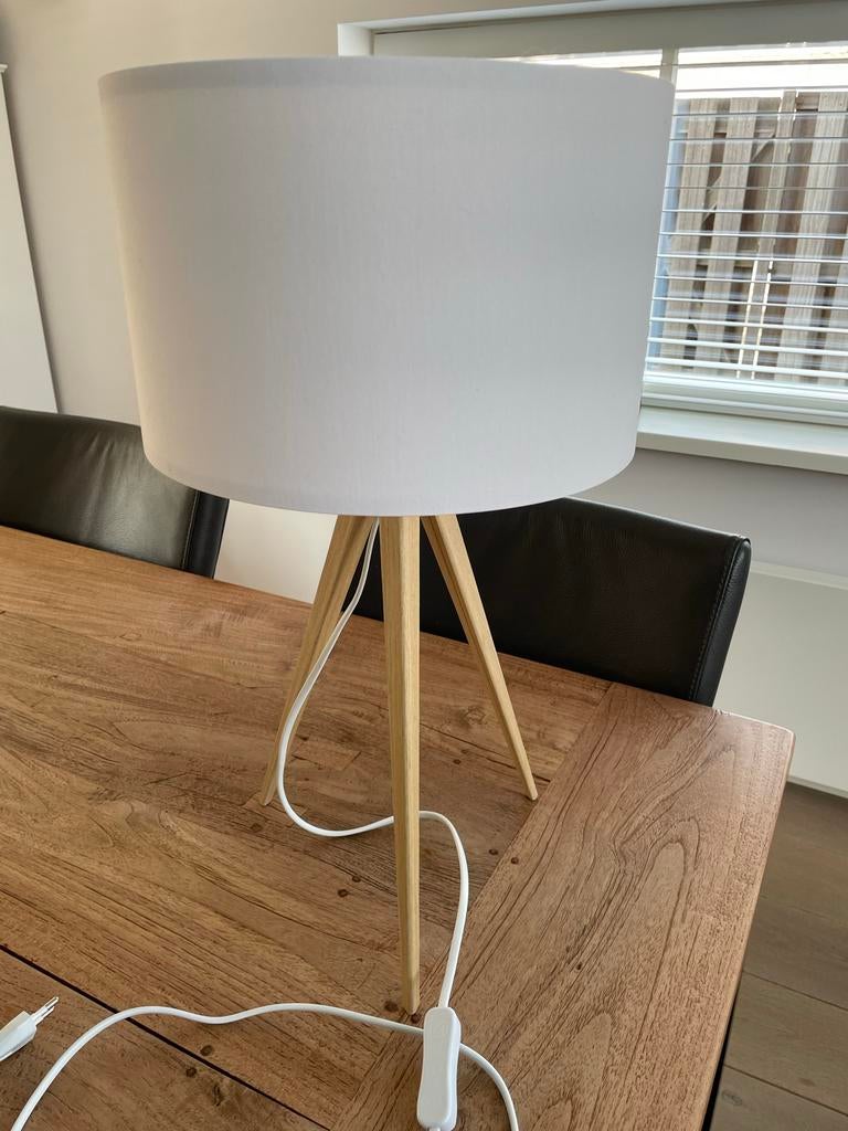 Zuiver tafellamp met witte stoffen kap, Ophalen, Zo goed als nieuw, Metaal, Minder dan 100 cm