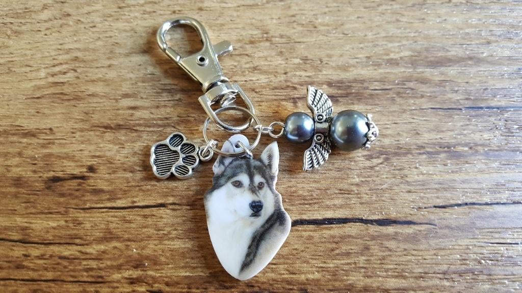 Tashanger Sleutelhanger Alaska malamute met beschermengeltje, Verzenden, Nieuw