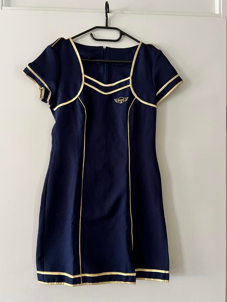 Carnavalsjurkje Stewardess Blauw, Ophalen of Verzenden, Zo goed als nieuw, Maat 36 (S), Carnaval