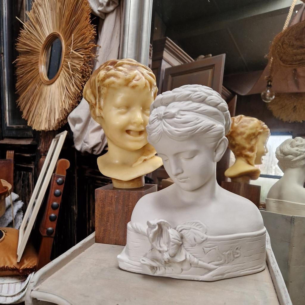 Brocante buste meisje Iris, Ophalen of Verzenden