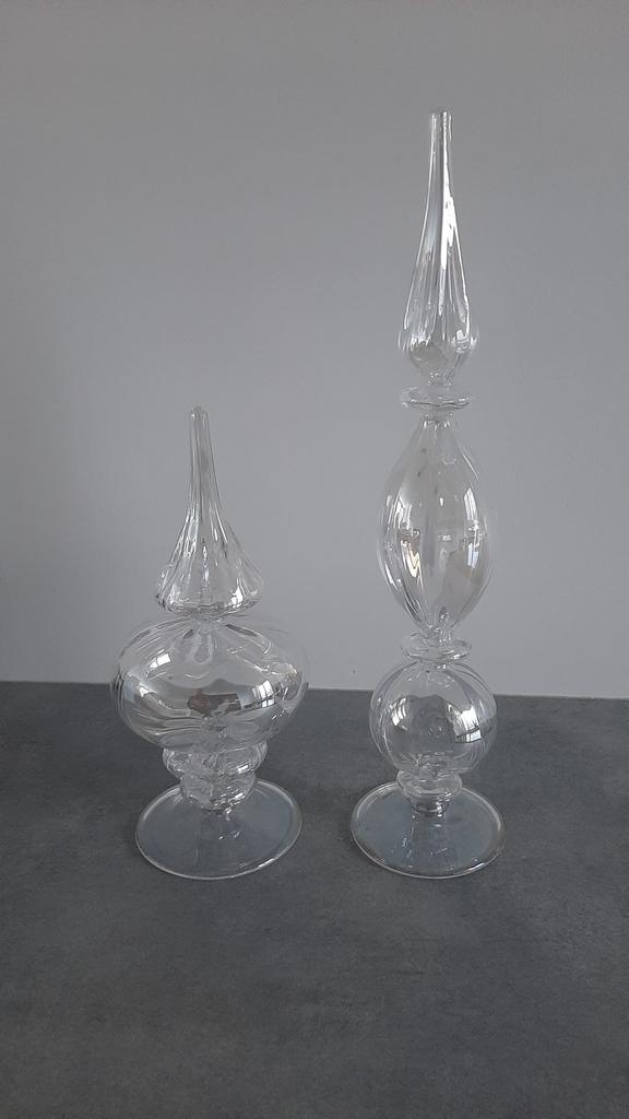 Des Pots glazen kerstbomen objecten glas parelmoer look, Ophalen of Verzenden