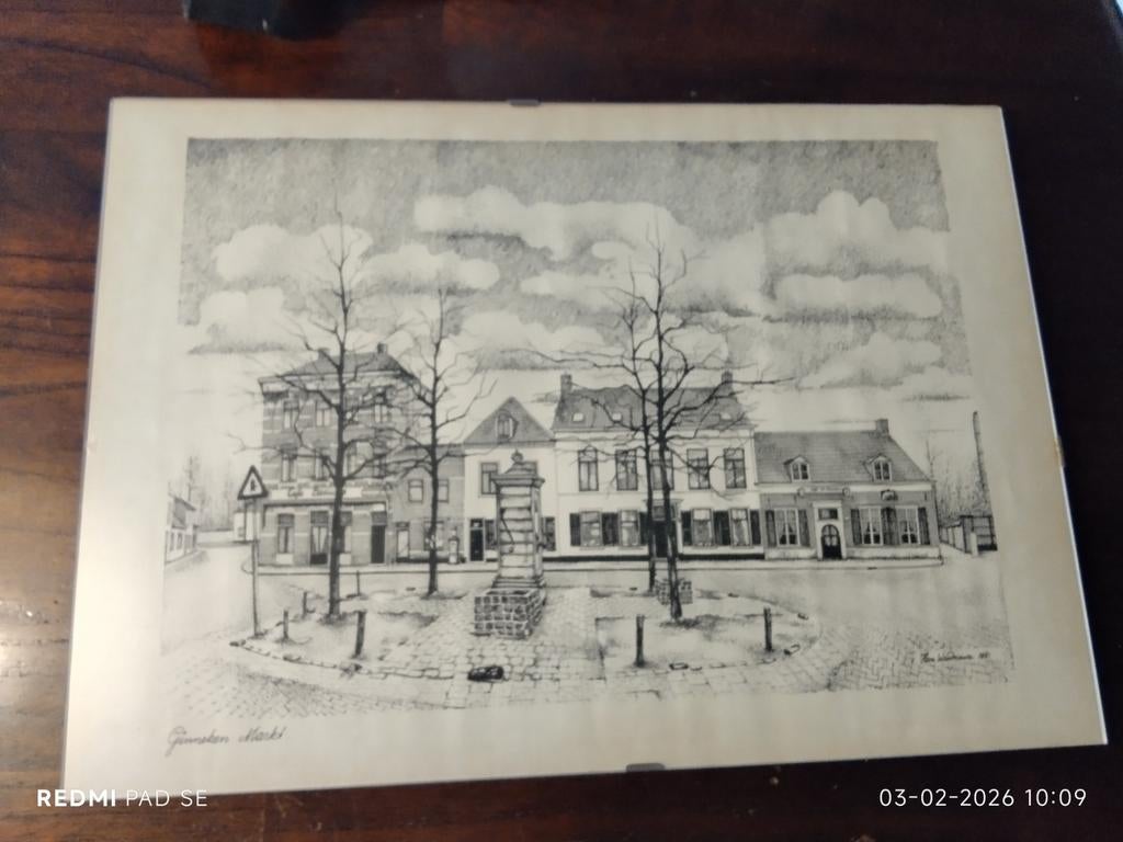 Tekening Ginneken Markt Breda - Han Warnawa 1981zie Foto's., Ophalen of Verzenden