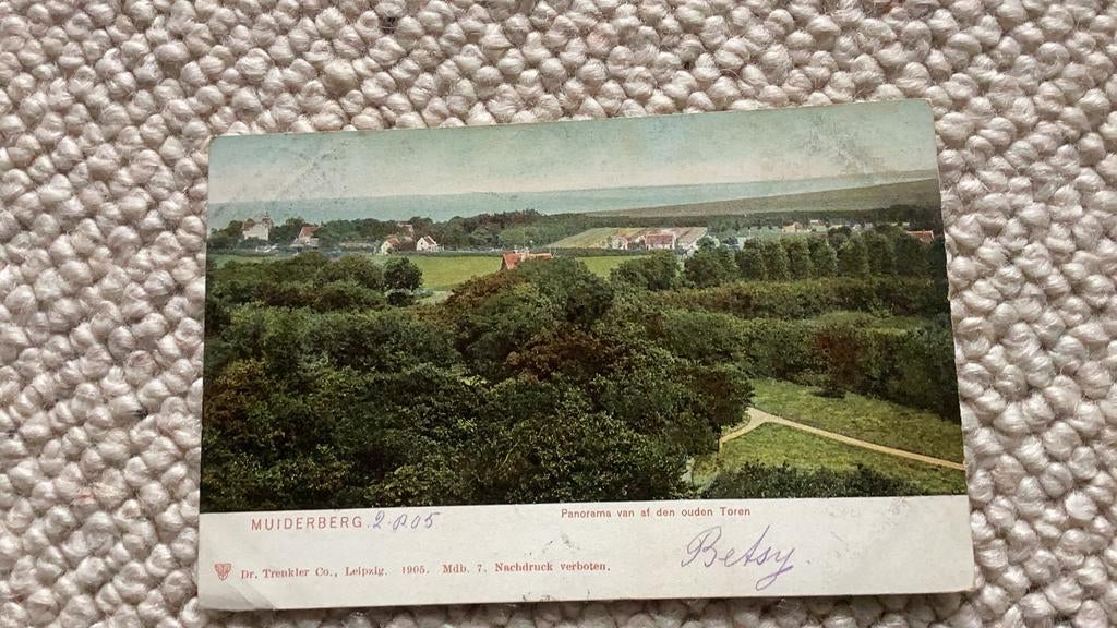 Ansichtkaart Muiderberg Panorama vanaf ouden Toren begin1900, Ophalen of Verzenden, Voor 1920, Gelopen, Noord-Holland