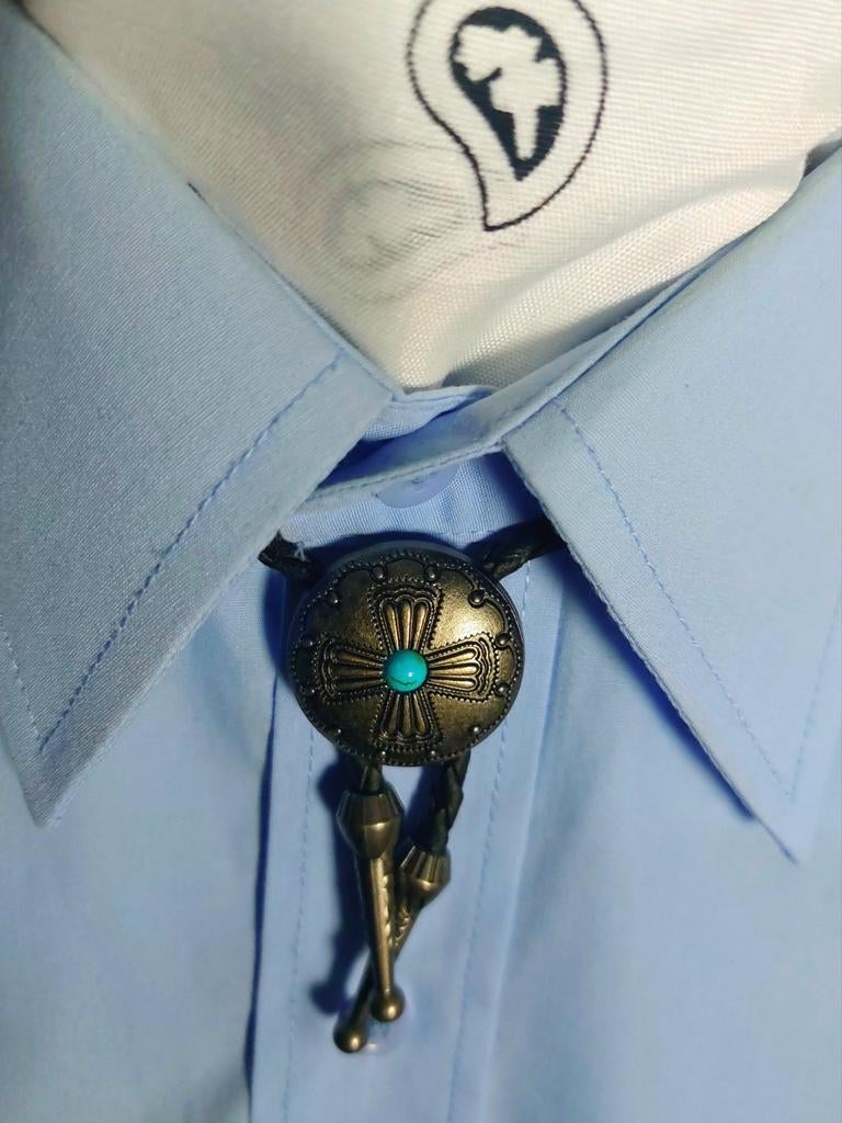 Vintage Bolo Tie met Turquoise Accent, Effen, Ophalen of Verzenden, Zo goed als nieuw, Onbekend