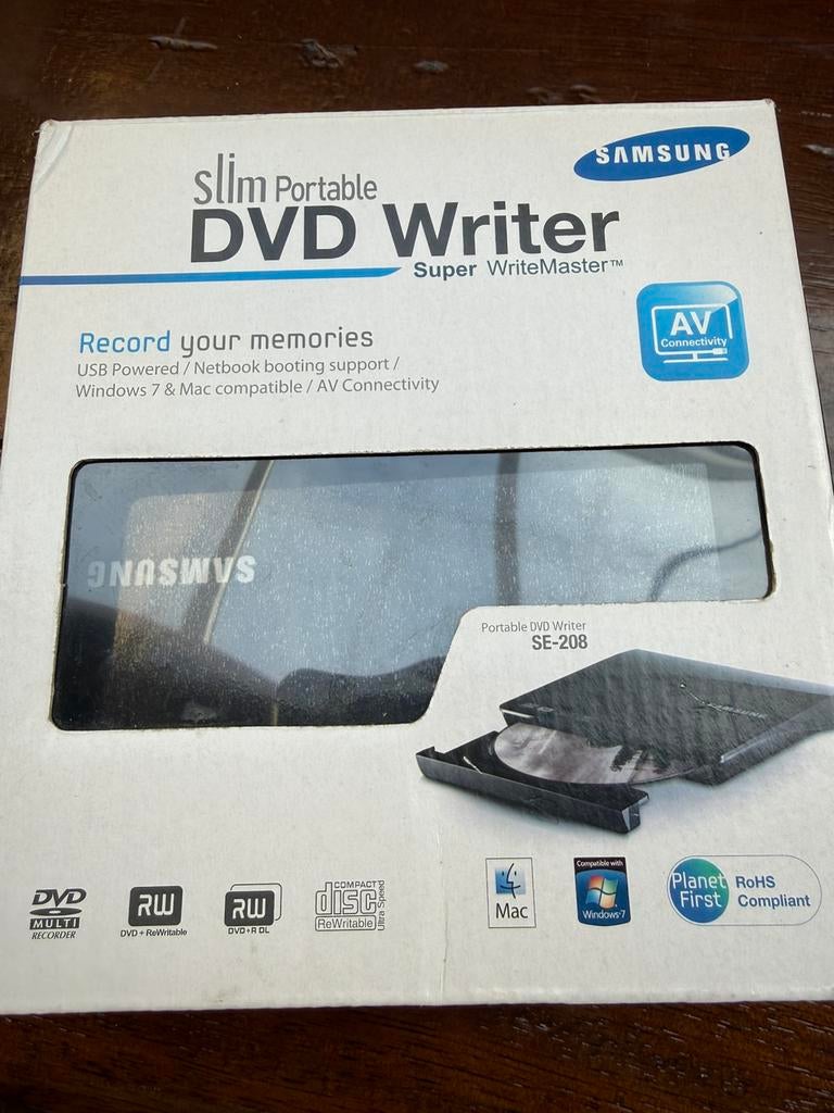 Samsung externe dvd brander USB SE-208, Computers en Software, Optische drives, Ophalen of Verzenden, Zo goed als nieuw, Dvd