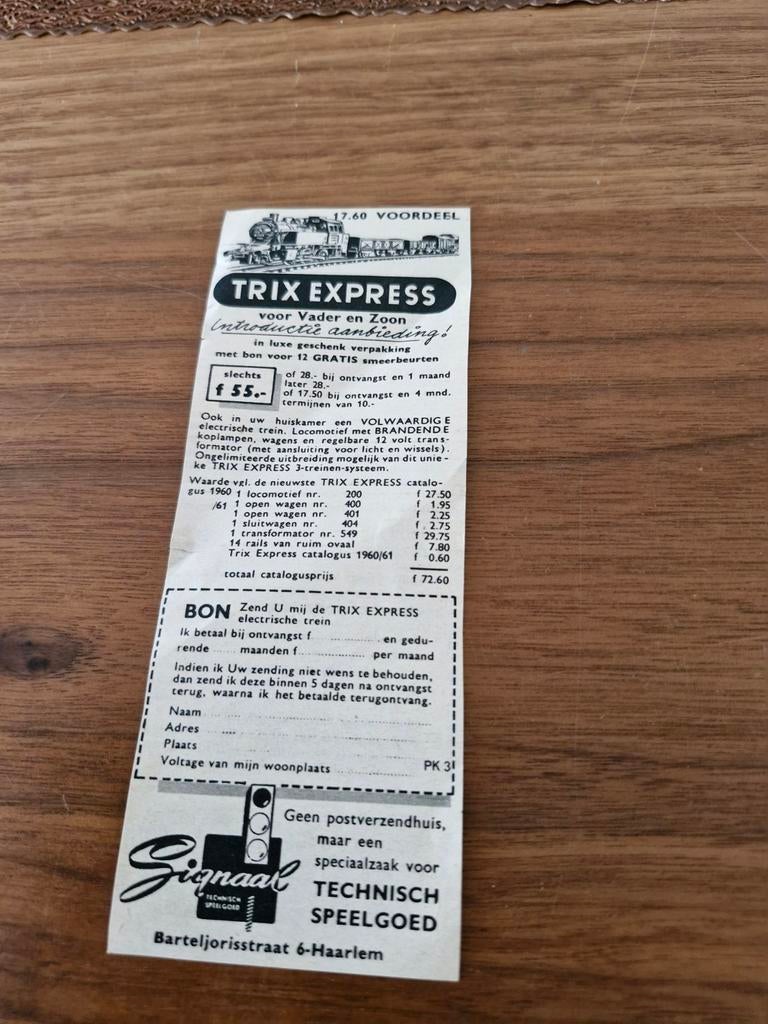 028 Trix Express Introductie Aanbieding Advertentie, Ophalen of Verzenden