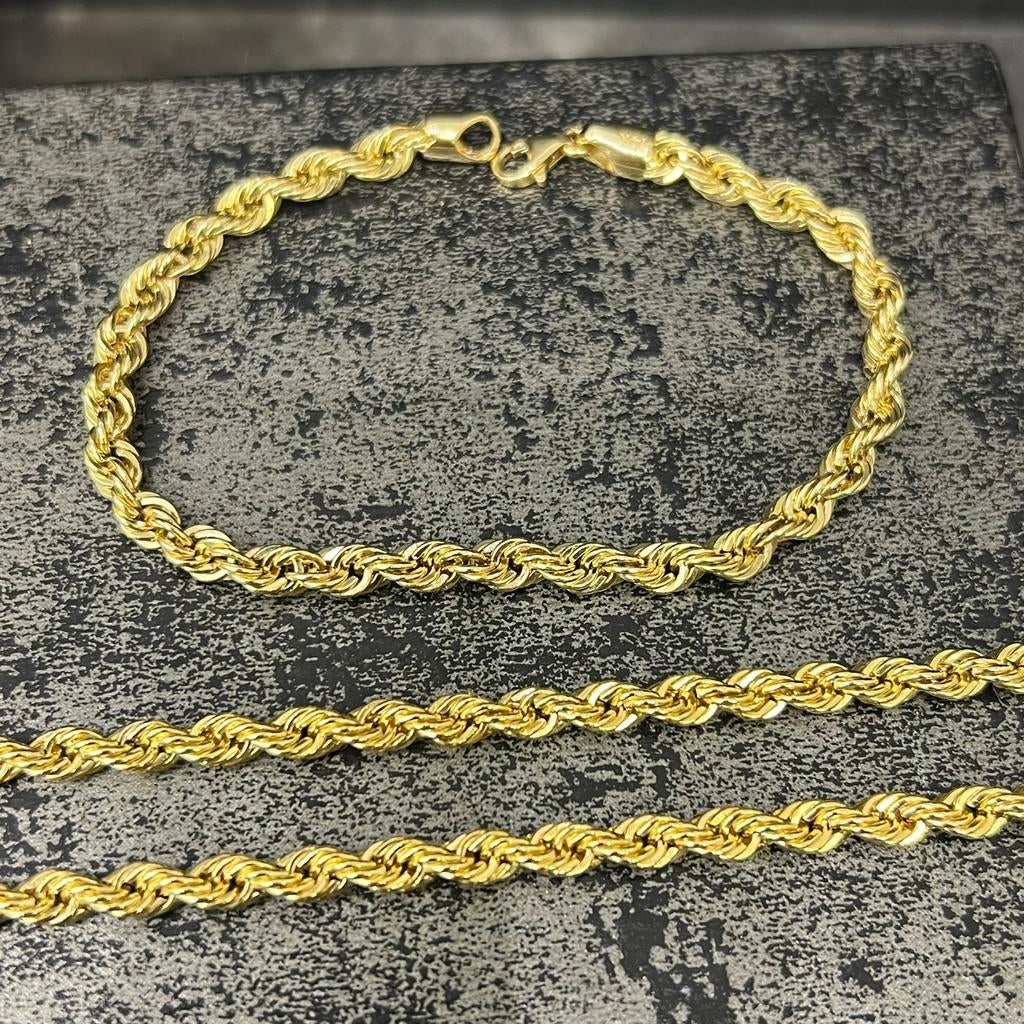 14 karaat gouden ketting armband rope schakel chain, Sieraden, Tassen en Uiterlijk, Kettingen, Ophalen of Verzenden, Nieuw, Goud