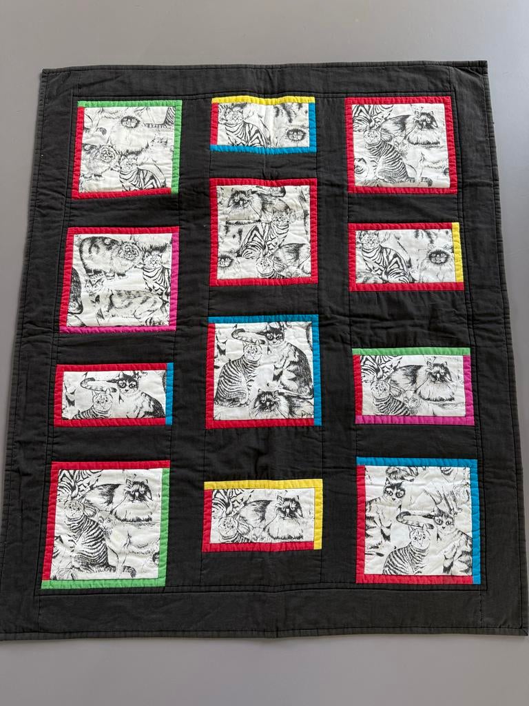 Handgemaakte Poezen Quilt - 80x95 cm, Ophalen of Verzenden, Zo goed als nieuw