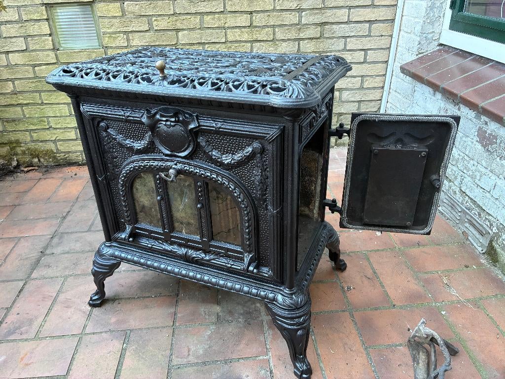 Antieke Franse houtkachel, Pardon Paris model, Ophalen, Gebruikt, Houtkachel, Vrijstaand