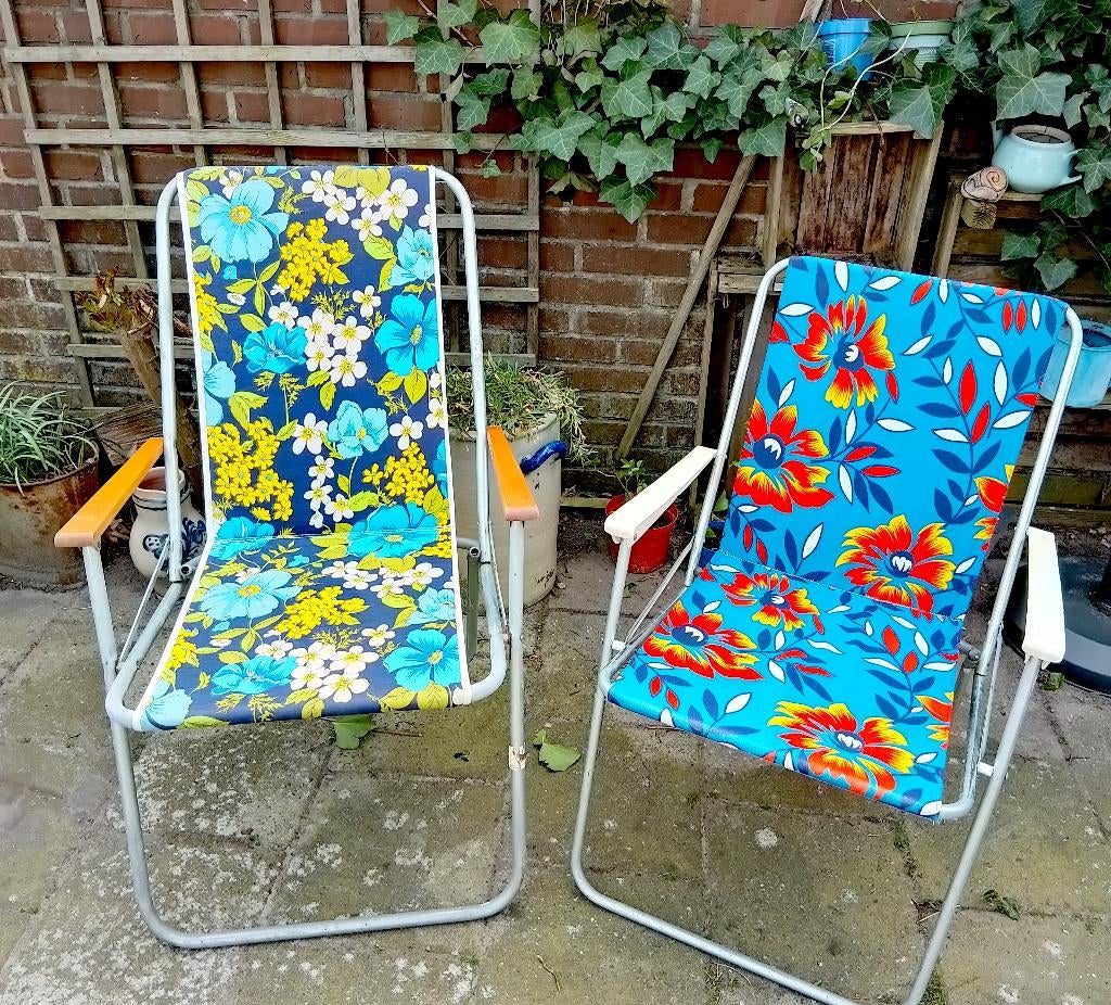 Vintage campingstoelen jaren 70 retro stoel, Ophalen of Verzenden, Zo goed als nieuw, Campingstoel