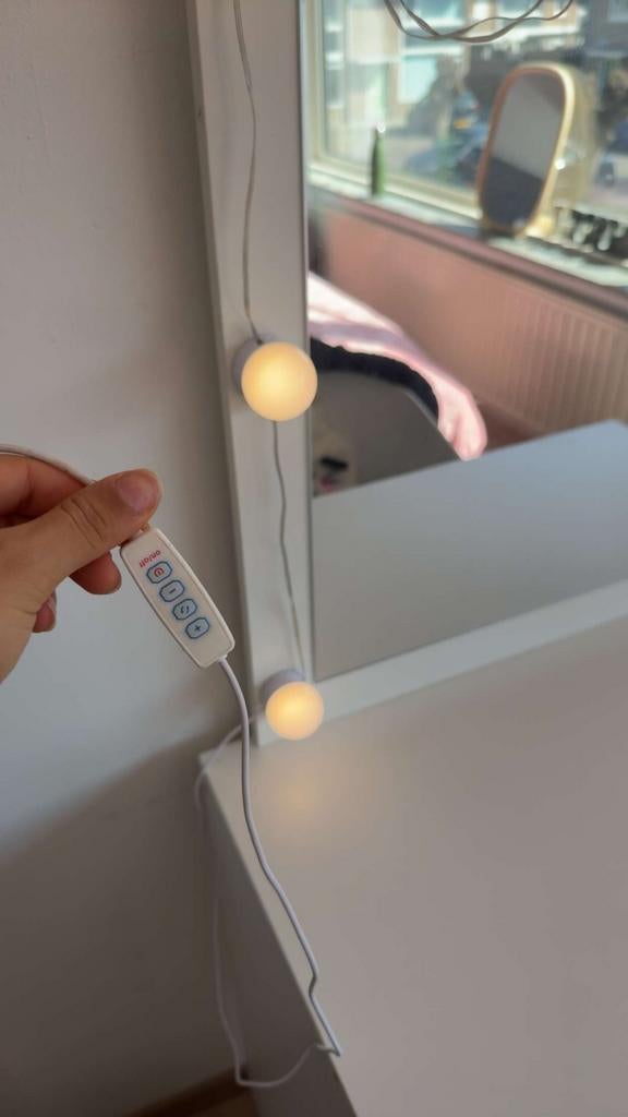 Kaptafel met spiegel en verlichting, Ophalen, 100 tot 150 cm, Zo goed als nieuw, 100 tot 125 cm