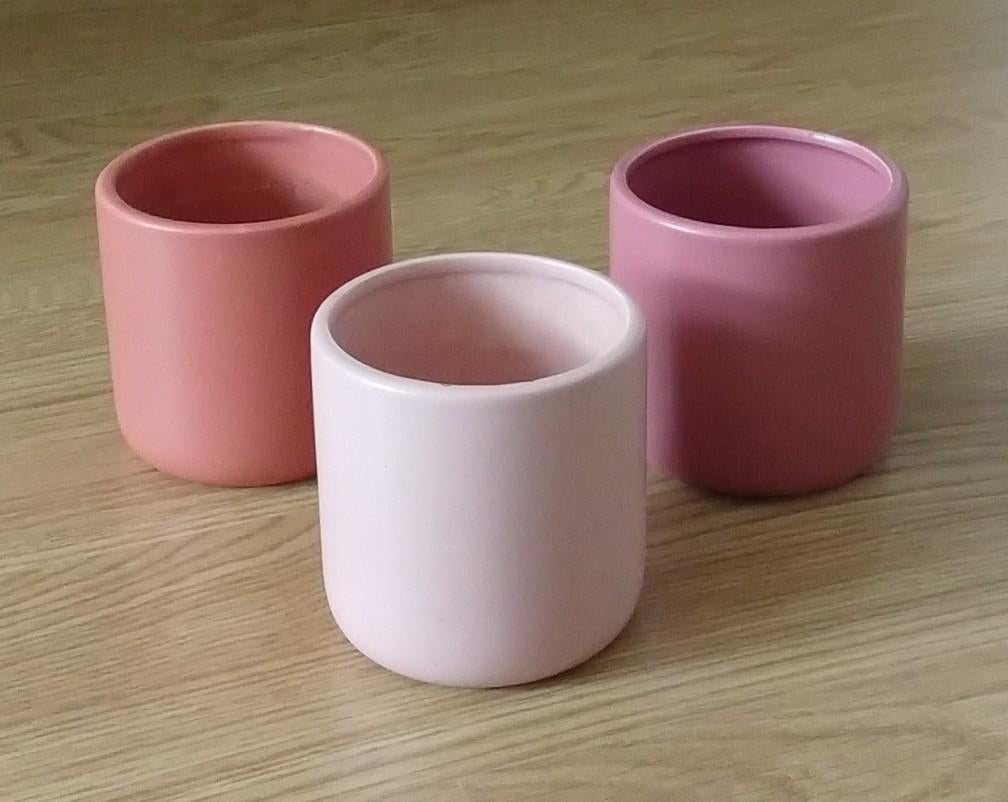 binnen bloempotjes, pastelkleuren , set van 3, volgnr 5, Gebruikt, Rond, Ophalen of Verzenden, Balkon