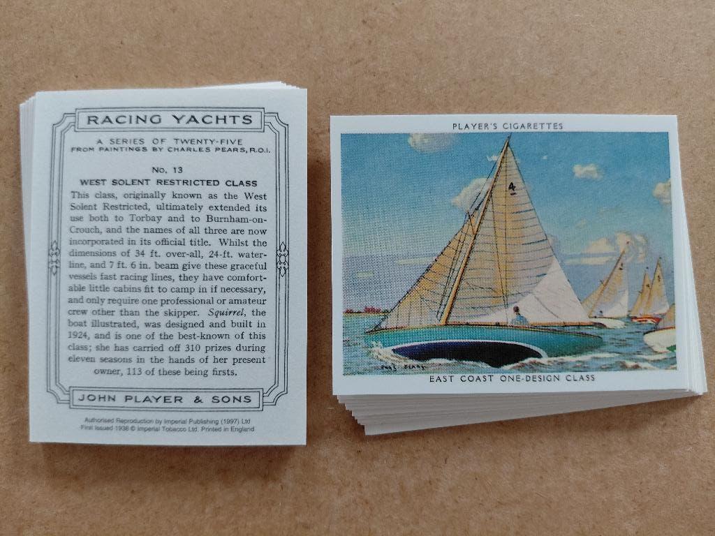 Racing Yachts complete set 25 grote cigarette cards REPRO, Ophalen, Zo goed als nieuw, Zeilboot, Overige typen