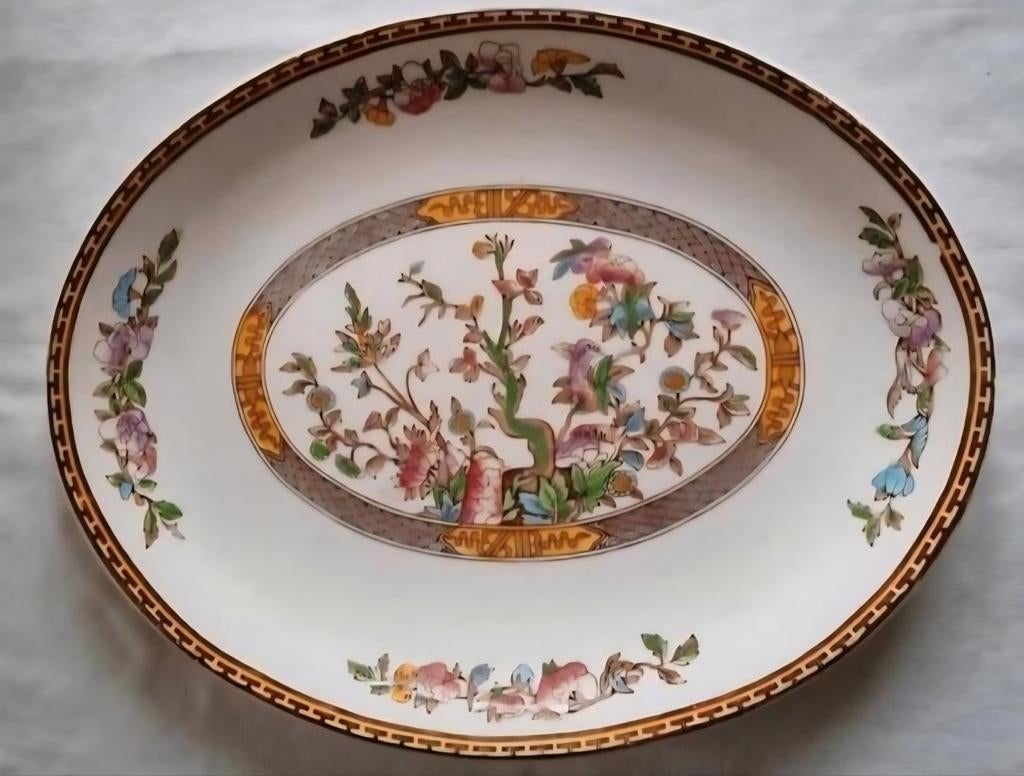 Ovale creme platte schaal Indian Tree England bloemen plante, Antiek en Kunst, Ophalen of Verzenden