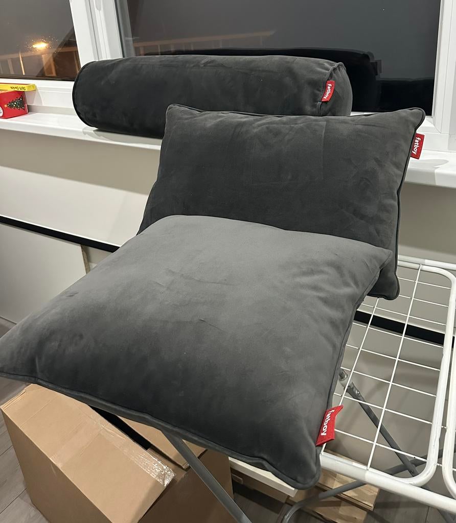 Fatboy velvet 3 kussens grijs, Ophalen of Verzenden, Zo goed als nieuw, Grijs, Vierkant