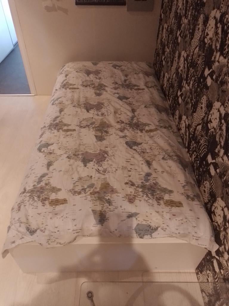 Pullman wit met matras en latteboden 90cm bij 200 cm, Ophalen of Verzenden, Nieuw, Eenpersoons