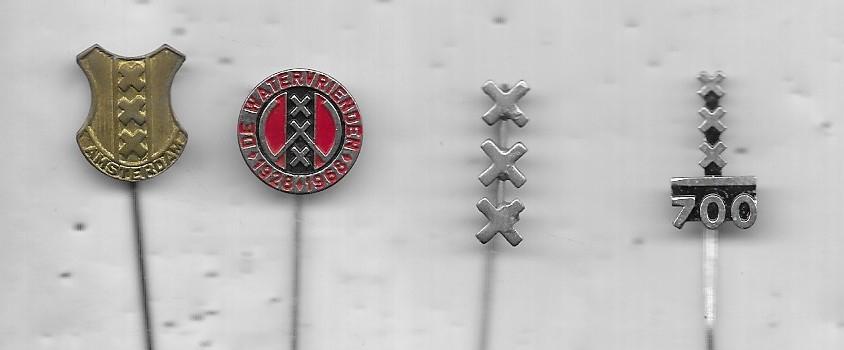 AMSTERDAM 4 VERSCHILLENDE SPELDEN, Ophalen of Verzenden, Gebruikt, Stad of Land, Speldje of Pin