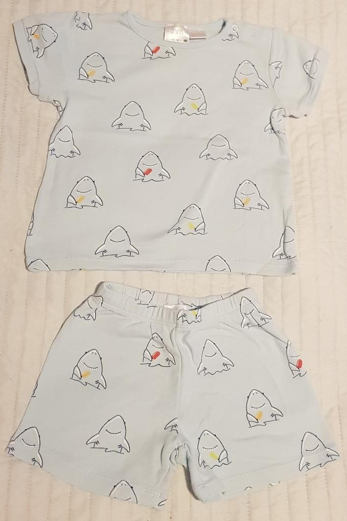 Zara haai pyjama setje baby kleding maat 86 broek blauw, Nacht- of Onderkleding, Verzenden, Zo goed als nieuw, Zara