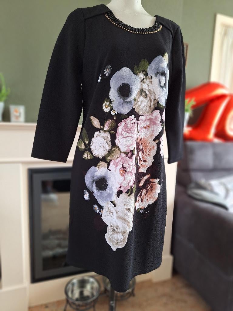 K-Design K Design pioenrozen jurk XL, K-design, Verzenden, Zwart, Maat 46/48 (XL) of groter