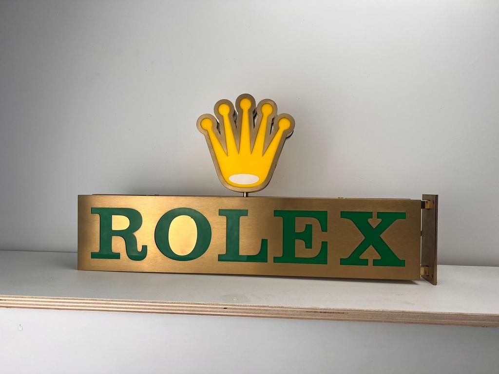 Rolex dealer sign, buiten bord jewelier, Ophalen of Verzenden, Zo goed als nieuw, Reclamebord