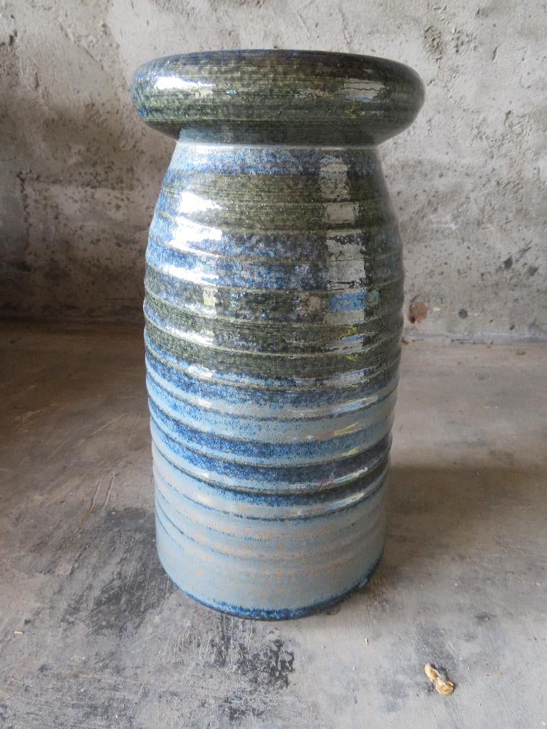 blauwe vaas, Blauw, Ophalen of Verzenden, Minder dan 50 cm, Glas