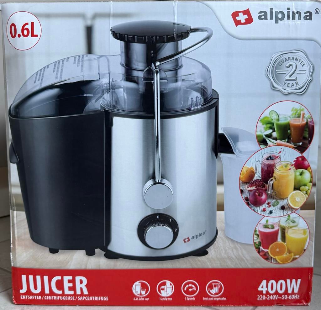 Alpina Juicer - Sapcentrifuge 400W met 2 snelheden, Ophalen, Nieuw, Elektrisch, Sapcentrifuge