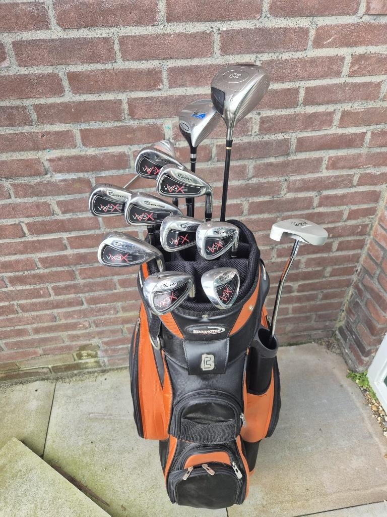 Golfset heren verlengd staal incl. golftas Bennington€225, Sport en Fitness, Golf, Ophalen of Verzenden, Zo goed als nieuw, Set