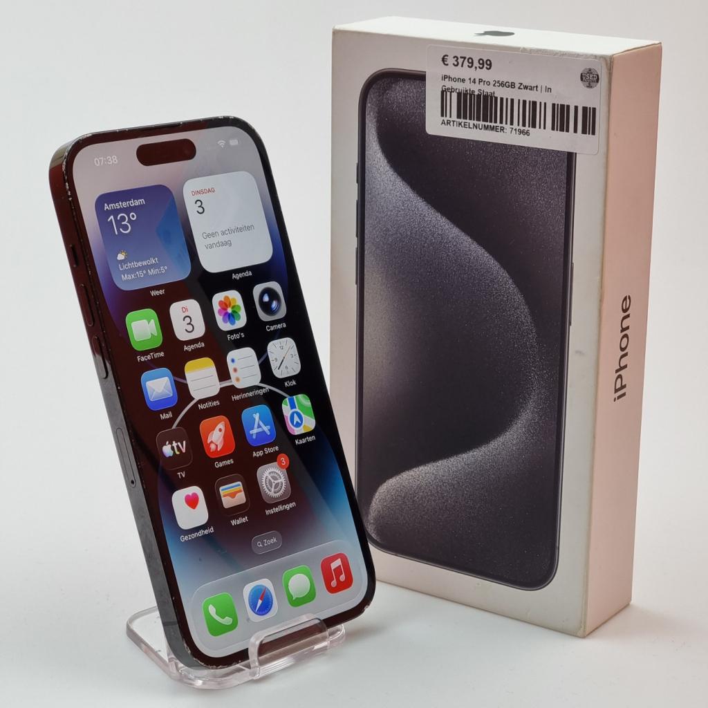 iPhone 14 Pro 256GB Zwart | In Gebruikte Staat, Apple, Gebruikt, Support@apple.com, One Apple Park Way
Cupertino, CA 95014
United States