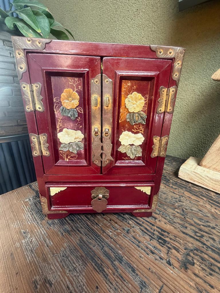 Chinees bloemen jade sieradenkastje juwelen kast chinese, Ophalen of Verzenden