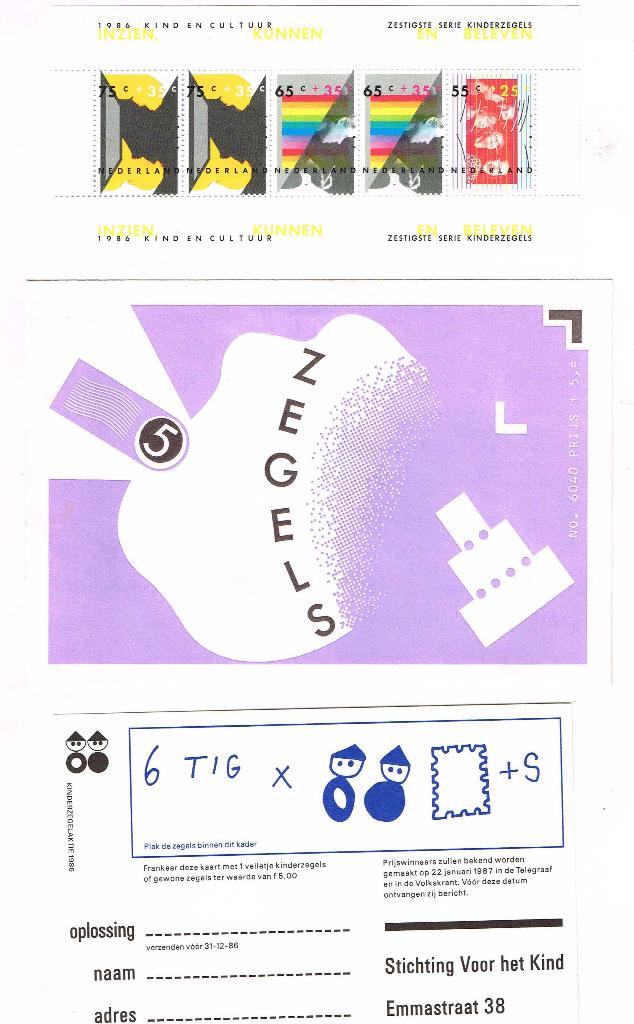 Kinderpostzegels 1986 AKTIE met enveloppe, Ophalen of Verzenden