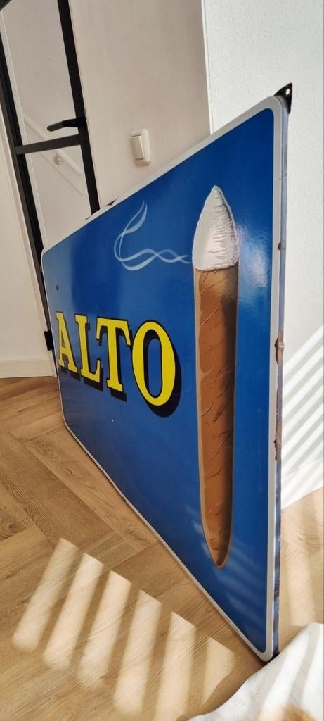 Emaille reclamebord bord antiek XXL Alto tabak sigaren, Ophalen of Verzenden, Gebruikt, Reclamebord